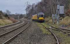 Network Rail's test train stands at Manton Wood sidings with green liveried Class 37 No 37057 ...jpg